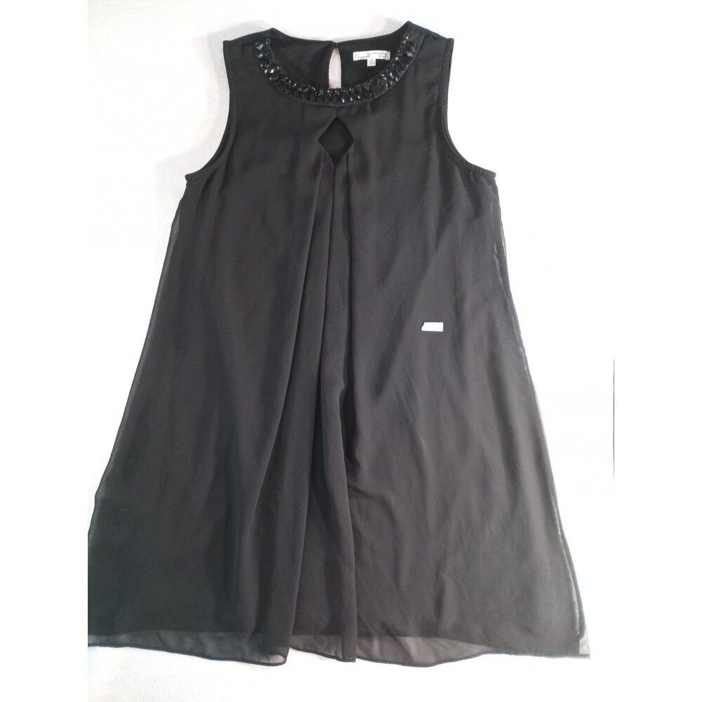Studio One New York Womens Size 14 Black Sleeveless Blouse Beaded Neck (P)